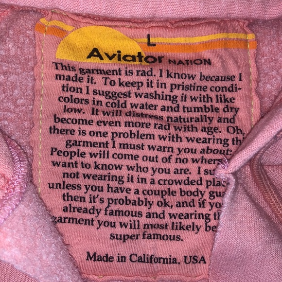 *RARE* Aviator Nation Raw Edge Crop Hoodie Size L - Picture 4 of 7